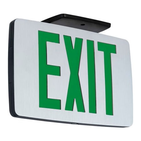 Hubbell Lighting Hubbell Lighting Brushed Single-Face LED Die-Cast Thin Exit Sign W/ Battery, Black W/ Green Letters CCESGE